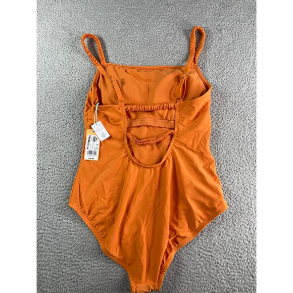 Kona Sol One Piece Swimsuit Womens Large Orange Padded Open Back Swimwear NWT - Picture 7 of 10